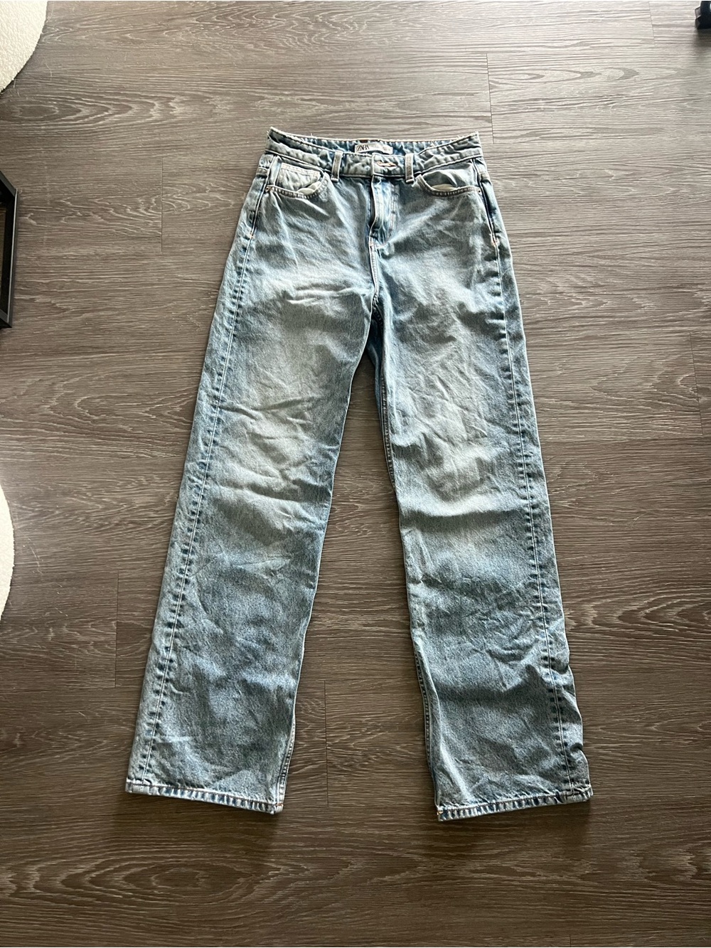 Zara light wash straight leg jeans